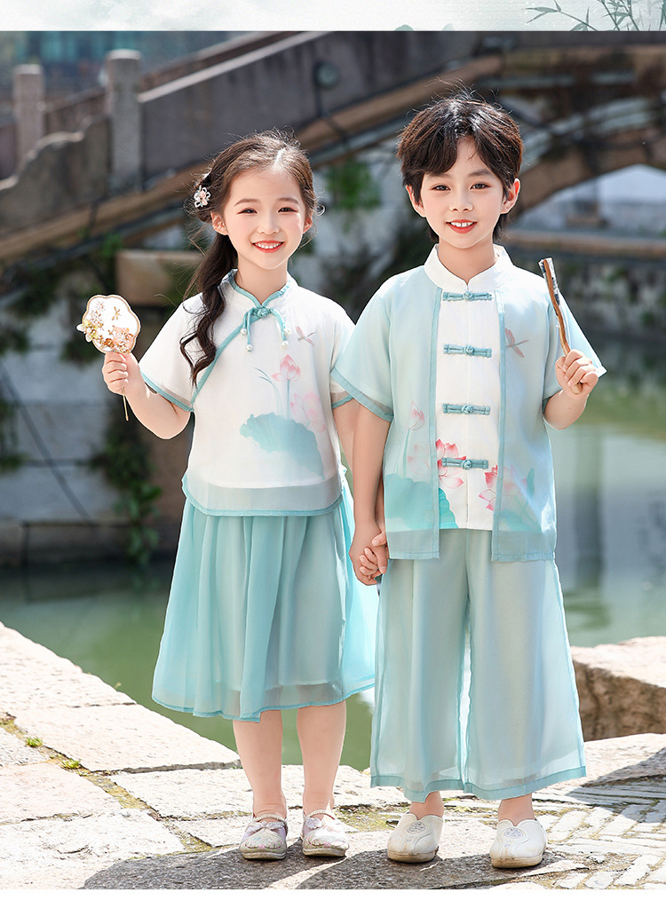国潮汉服儿童套装春秋男女童唐装裙装公子服宝宝新中式古风演出服详情16