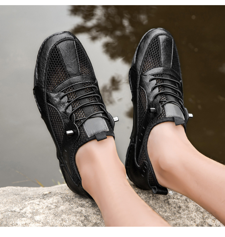 真皮牛皮跨境新款男士休闲运动鞋大码缝制透气网面鞋八爪鱼男鞋子详情20