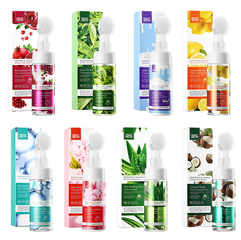 跨境亚马逊牛奶洁面泡泡 去黑头带刷头清洁清爽温和卸妆洁面慕斯详情1