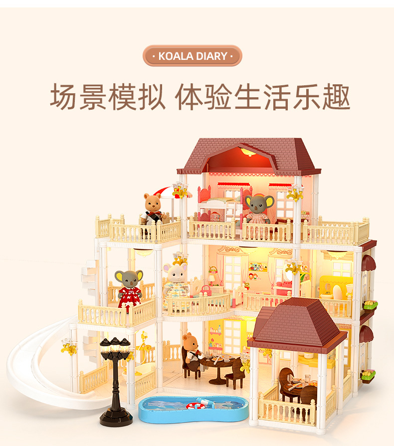 考拉日记厂家正品城堡娃娃屋 过家家玩具公主场景灯光别墅房详情6