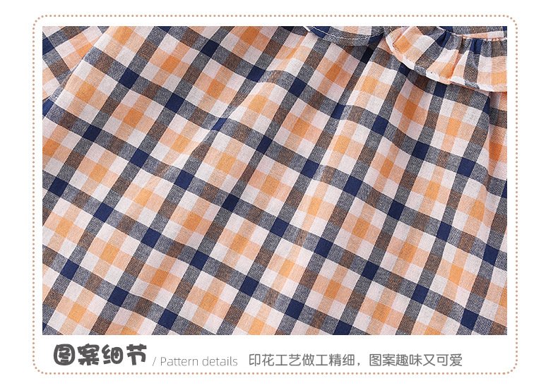 现货malwee女童连衣裙秋装新款欧美中小童洋气格子休闲长袖公主裙详情8