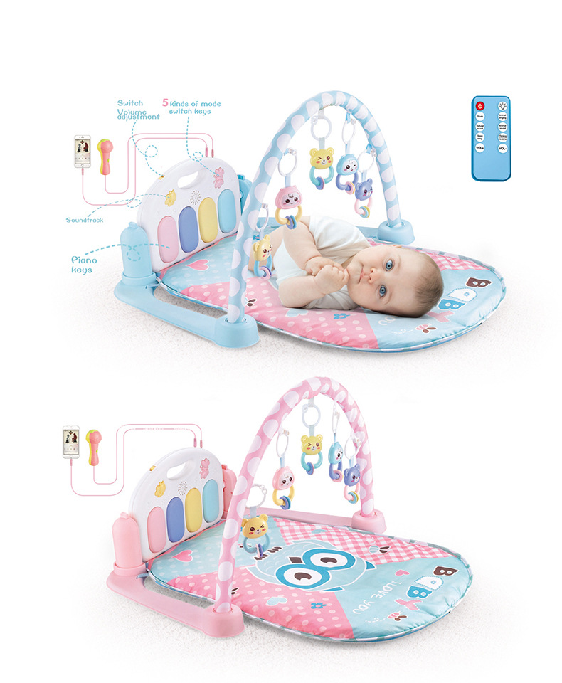 2022新款婴儿脚踏琴爬爬垫游戏垫琴话筒数据线儿童健身架详情3