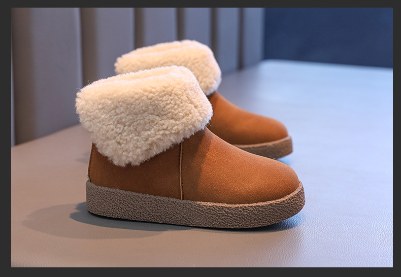 女童雪地靴儿童保暖鞋2024冬季新款毛毛翻边雪地棉中大童加绒短靴详情10