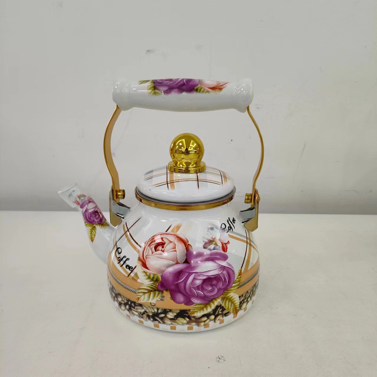 新款俄罗斯风格水花1.2L平底壶2.8L精美搪瓷壶4L珐琅茶壶5L大容量详情4