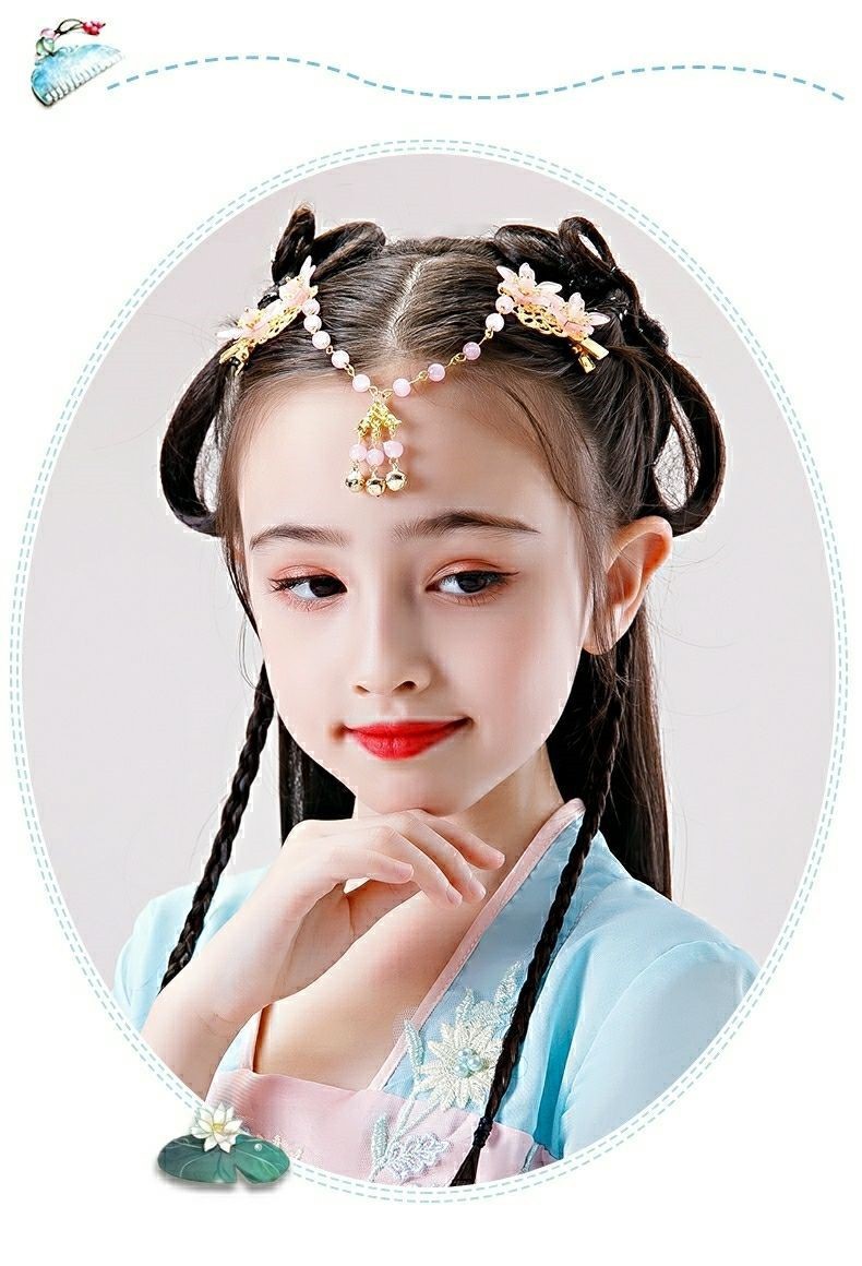 中国风儿童头饰套装女童汉服发夹古风发卡步摇超仙流苏蝴蝶发饰详情19