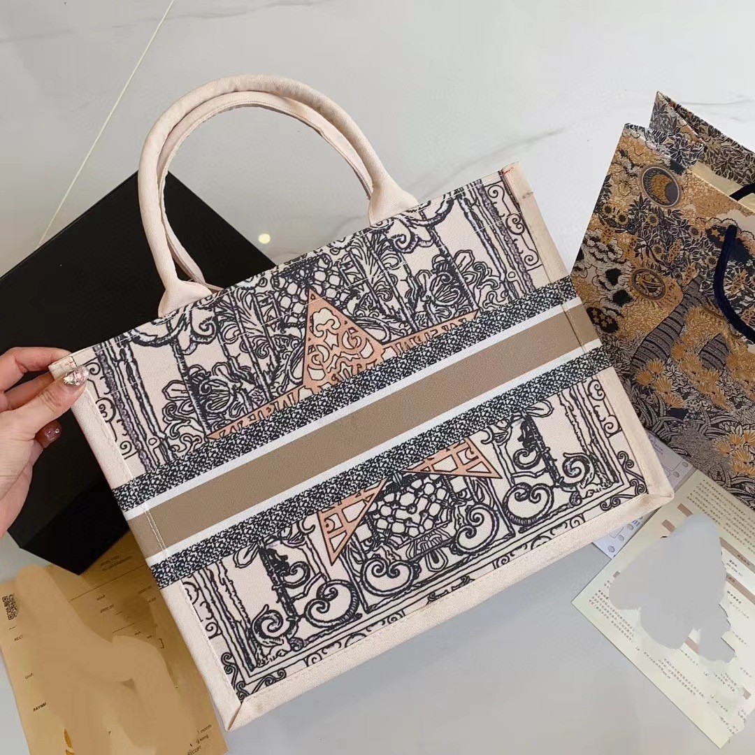 2023新款托特包大容量手提帆布包刺绣通勤大包包小众质感购物袋潮详情2