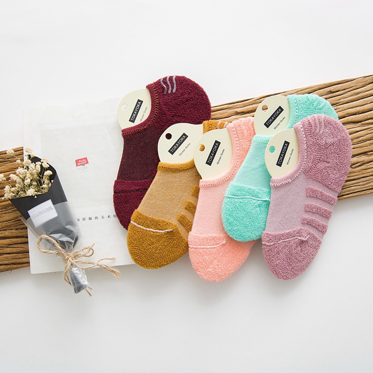 纯棉毛圈袜女袜运动毛巾船袜吸汗硅胶防滑女士短袜子详情2