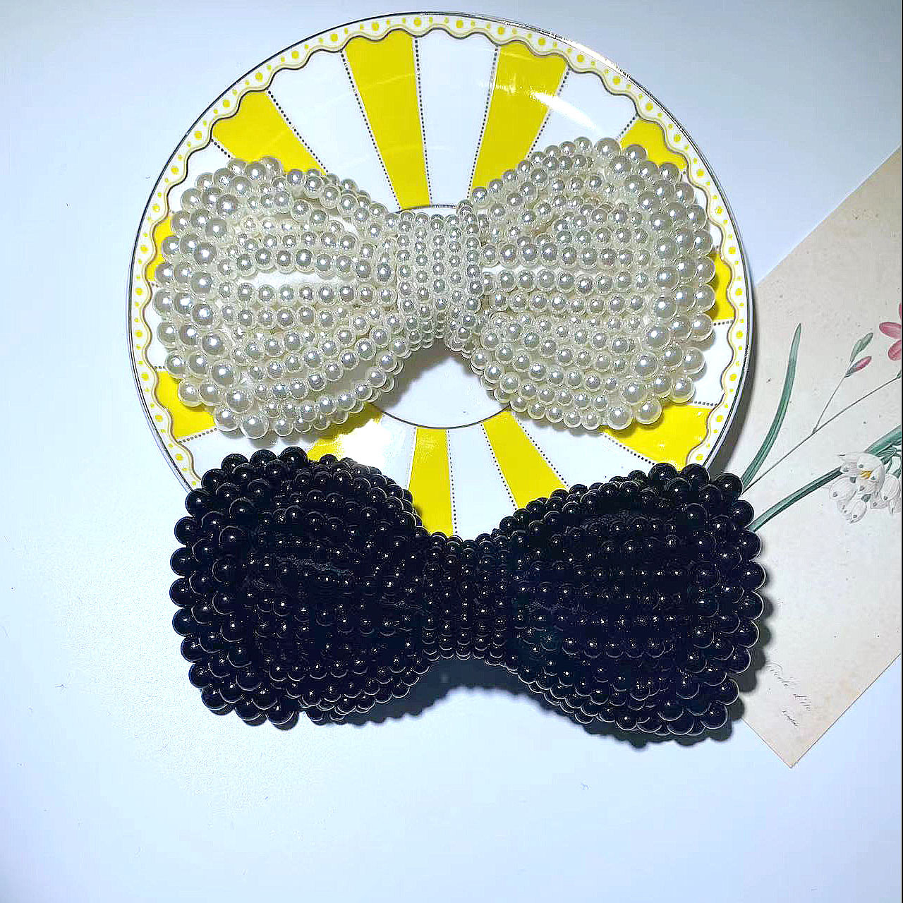 韩版珍珠蝴蝶结手工串珠配件发夹边夹发箍配件包包鞋帽服配件批发详情3