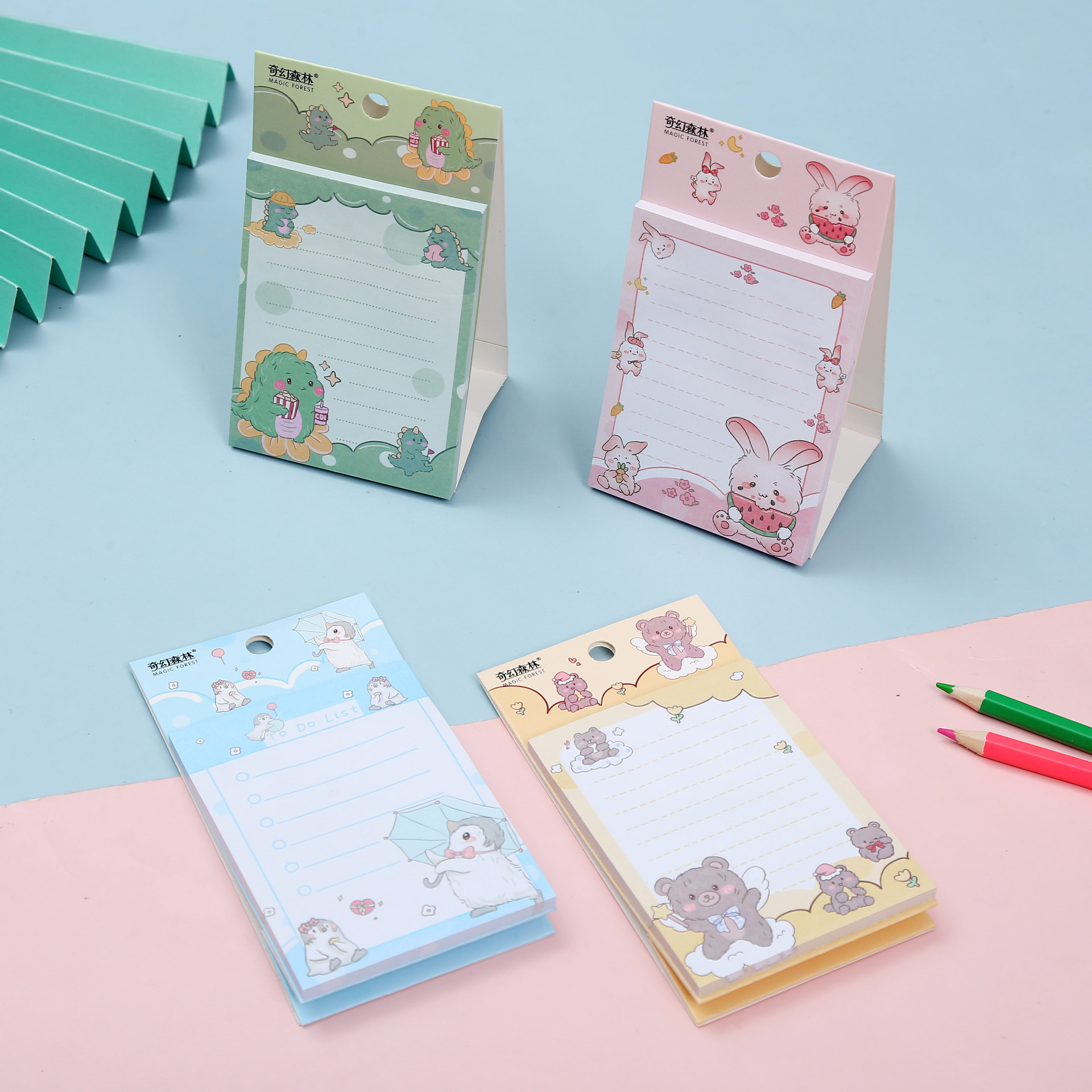 New sticky notes, cute animal girls, fun sticky note book, 100 pieces, creative student messages, N times sticky note paper pic 3