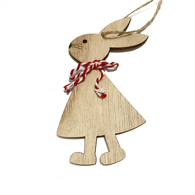新款复活节装饰工艺品木质复活节兔子挂件 ins风家居装饰品挂件详情4