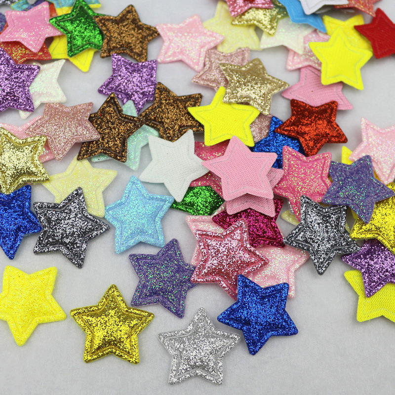 2.5cm闪粉星星压花 DIY发饰头饰服装布艺辅料配件 饰品材料五角星详情9