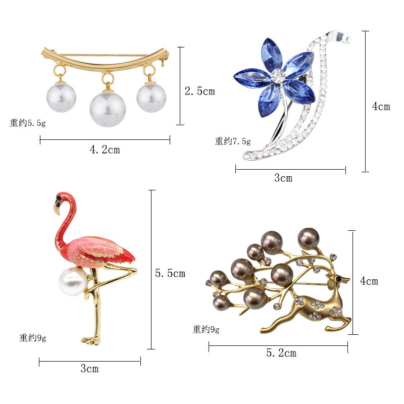 韩国新款高档珍珠胸针时尚风胸花水钻个性丝巾扣蝴蝶别针批发详情10