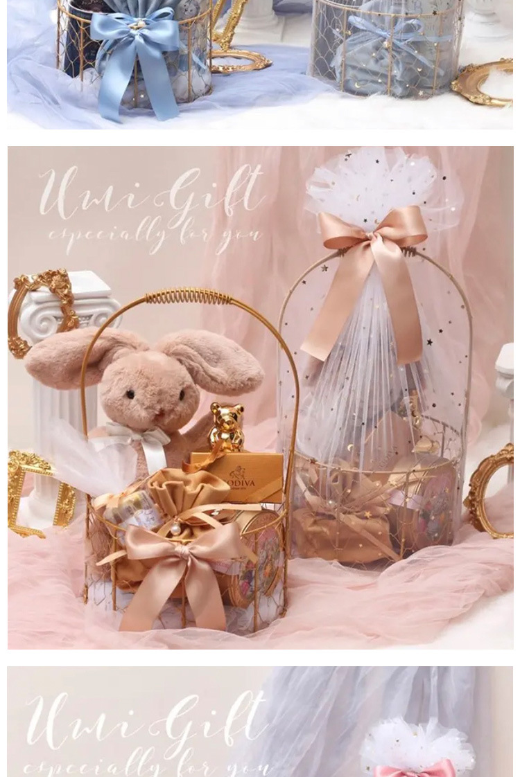 Yuanyang Golden Iron Net souvenir basket, wedding gift basket, Gold wire basket, ironwork baby first birthday and full moon gift box pic 7