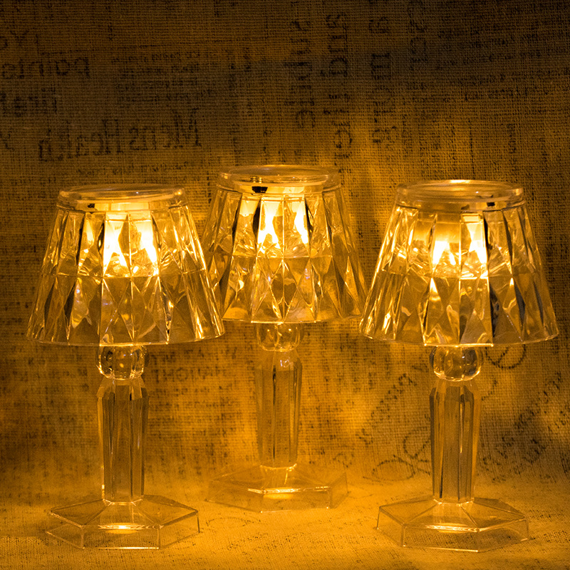 Cross-border creative transparent crystal diamond small table lamp, LED acrylic night light, desktop popular bedside decoration pic 13