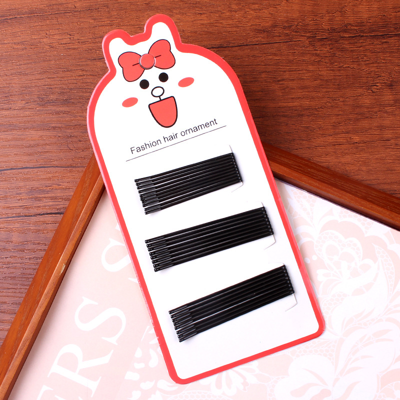 韩国精致新款发饰黑色简约碎发夹百搭波浪一字夹套装刘海边夹批发详情7