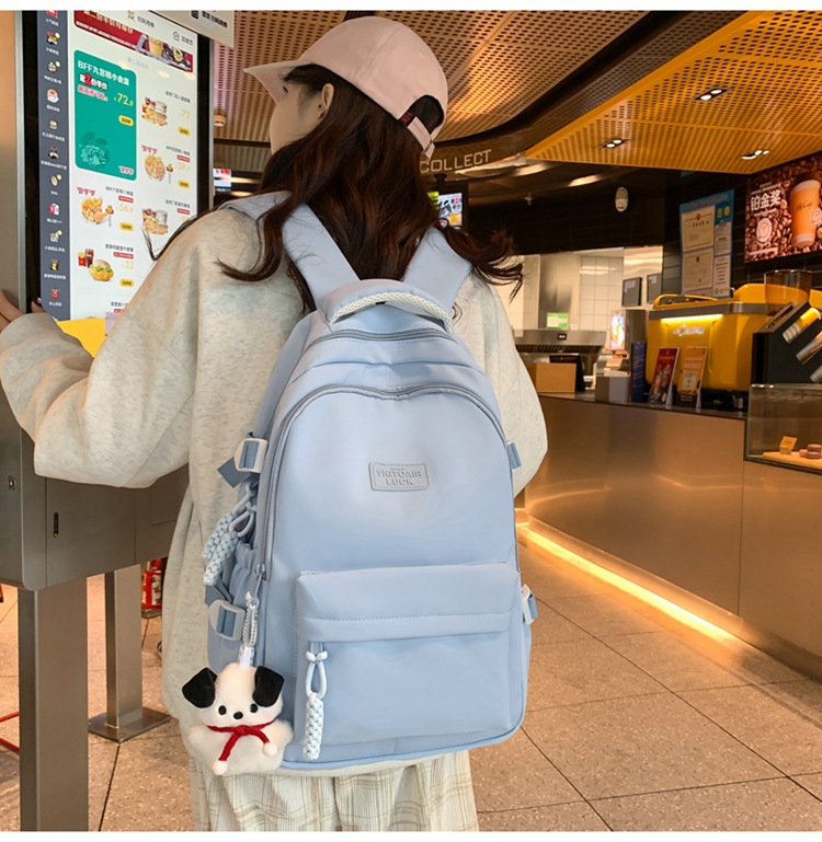 书包大容量高颜值初高中生新款双肩包大容量纯色简约防泼水背包详情23