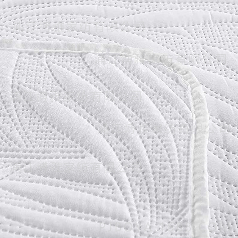 Leaf-shaped hotel universal bed cover jacquard three-piece set, polyester pure white ultrasonic high count and high density bedding pic 11