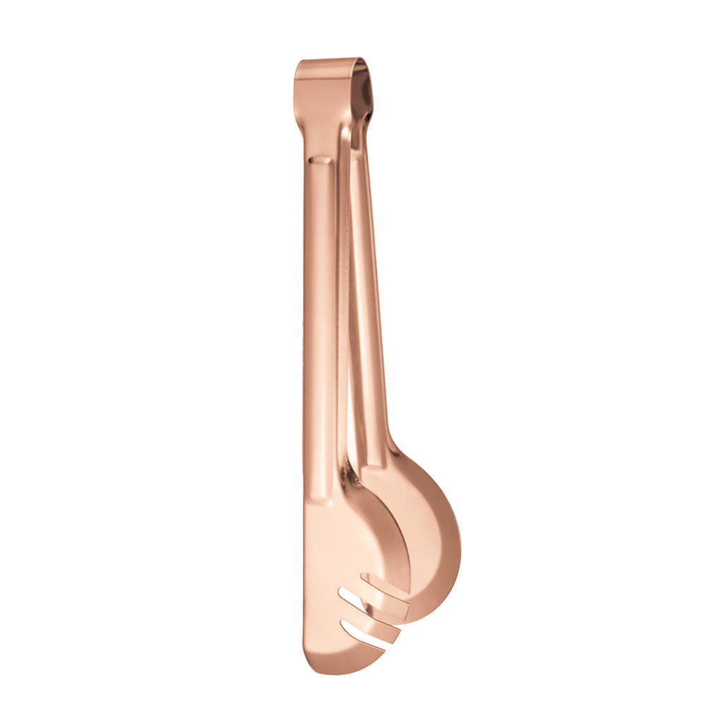 Amazon Public Services stainless steel food tongs, mirror-polished gold-plated black steak tongs, semi-round bread tongs pic 10