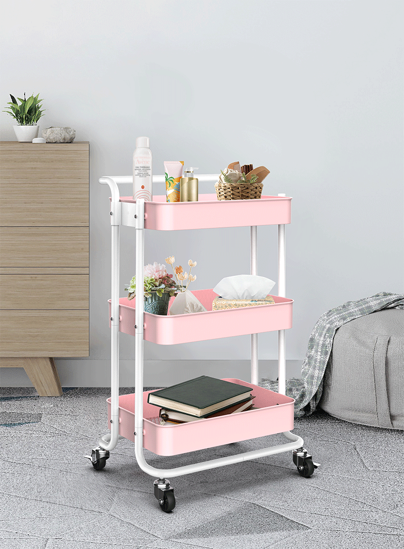 Mobile trolley, floor-standing, multi-level kitchen storage trolley, living room snack storage trolley, bathroom storage rack pic 20