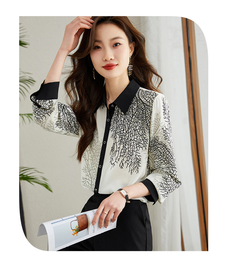 Pure Silk shirt for women, mulberry silk, fashionable and versatile, long-sleeved, elegant lapel shirt, new style for women in Spring and Autumn 2024 pic 13