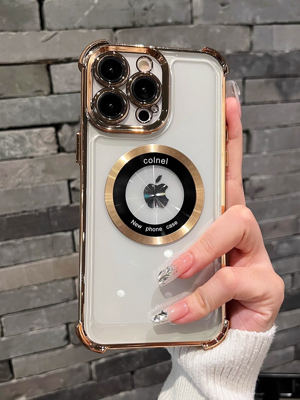 Four-corner anti-drop suitable for iPhone15 phone case magnifying glass magnetic suction iPhone15 electroplated anti-drop and anti-leak label protective case pic 8