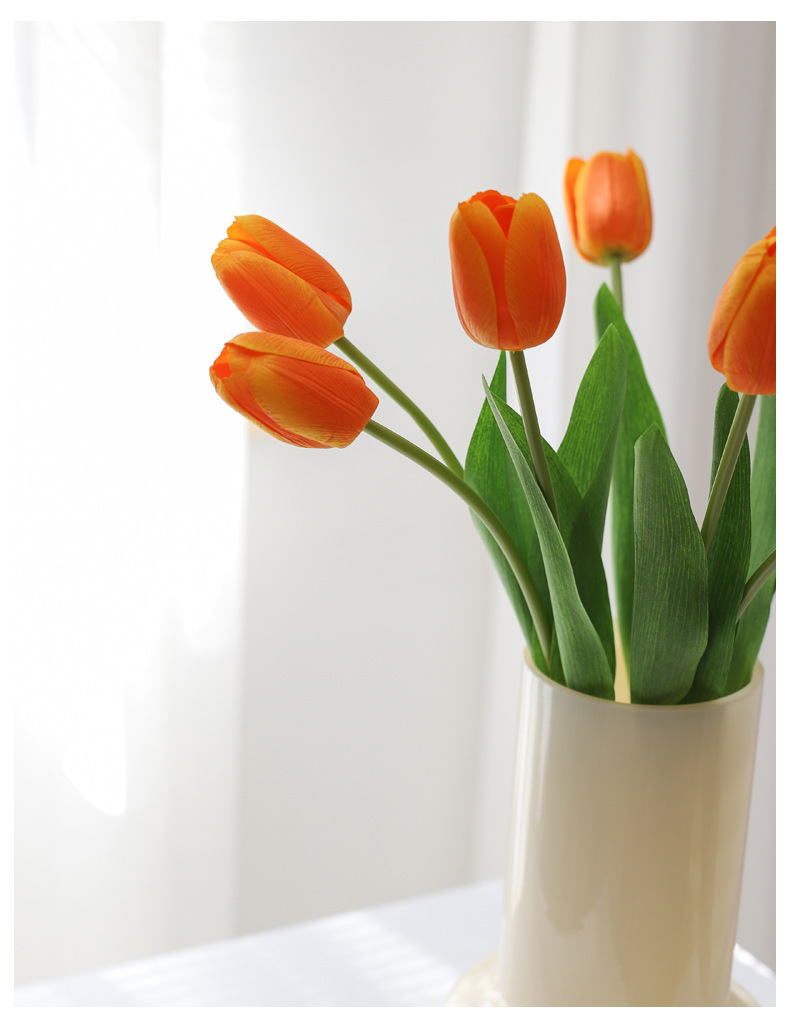 保湿手感郁金香假花仿真花摆设客厅手捧花拍照粉色白色家居装饰详情10