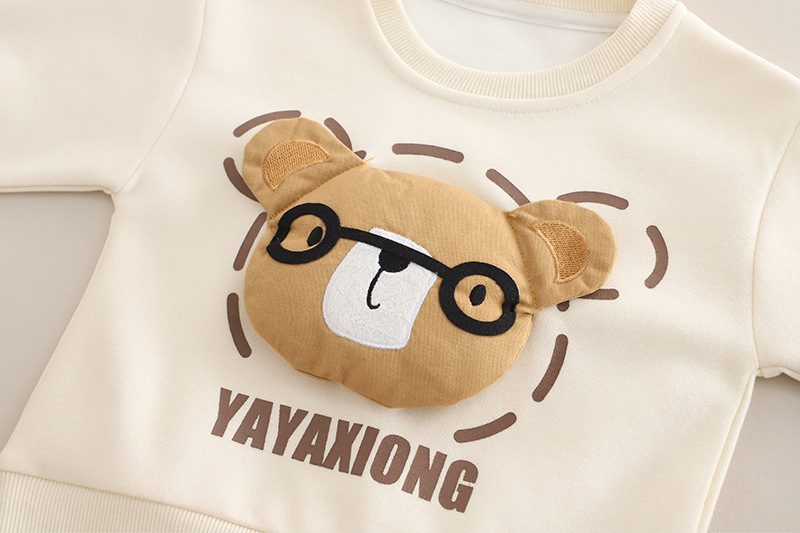 2025年童装春秋款儿童套装韩版休闲眼镜熊动物卫衣长袖两件套洋气详情6