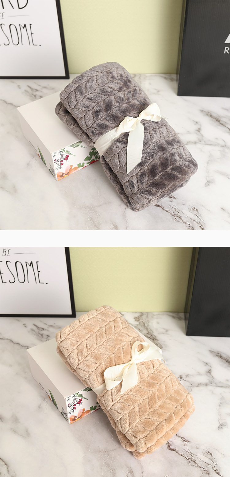 Flannel blanket, small winter single-person cover blanket, embroidered logo, office midday rest air conditioner, coral fleece nap blanket pic 43