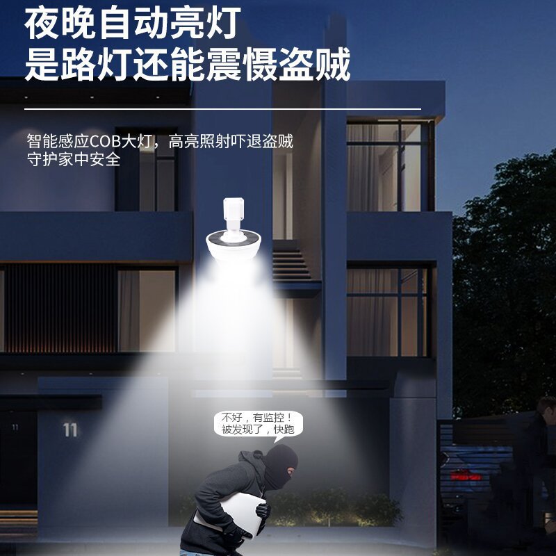 2022 New solar wall lamp simulation monitoring lamp, LED high-brightness red and white light outdoor wall lamp, human body sensor lamp pic 4