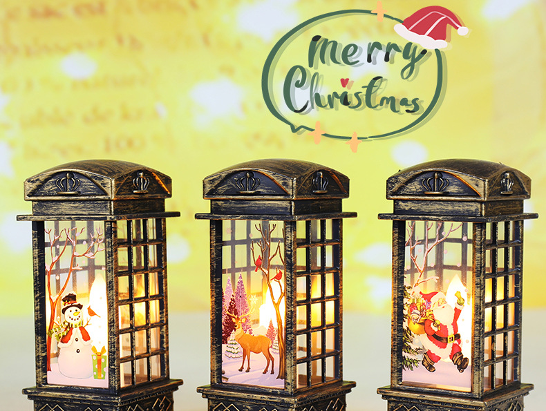 Cross-border new Christmas decorations: small wind lamps, retro phone booths, night lights, and creative Christmas gifts pic 1