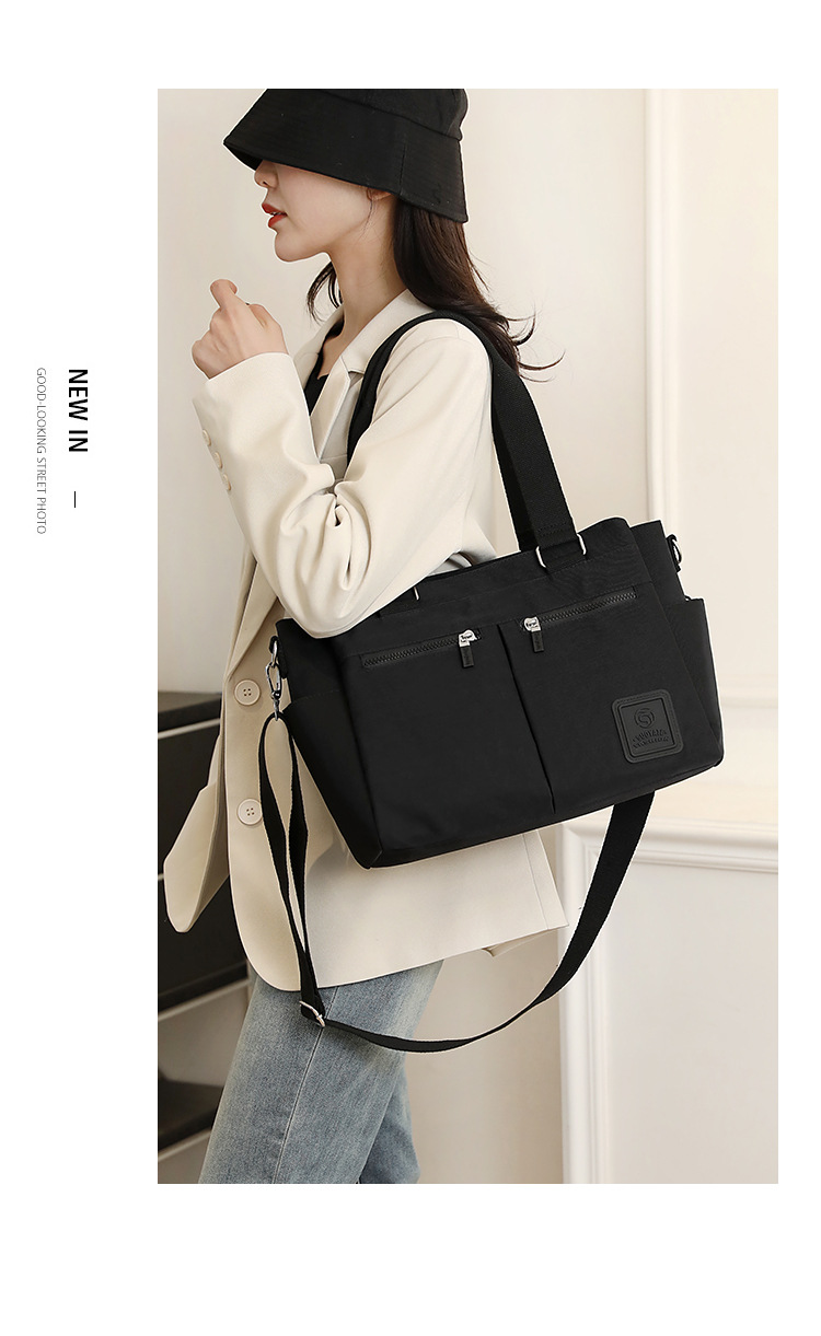 跨境女包大容量休闲尼龙托特包新款轻便单肩多隔层实用斜挎包详情7