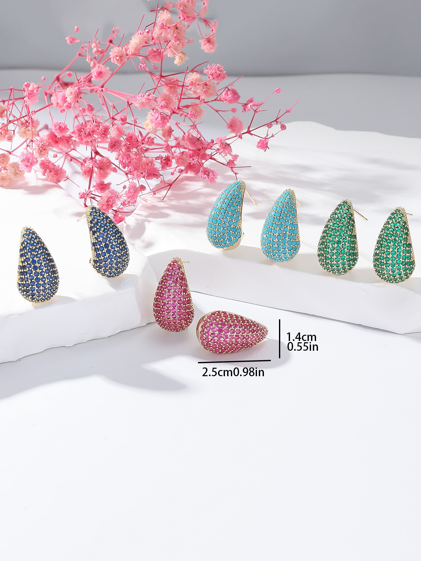 潮流水滴耳环女小众轻奢气质时尚感耳饰爆款铜镶锆石银针耳坠批发详情16