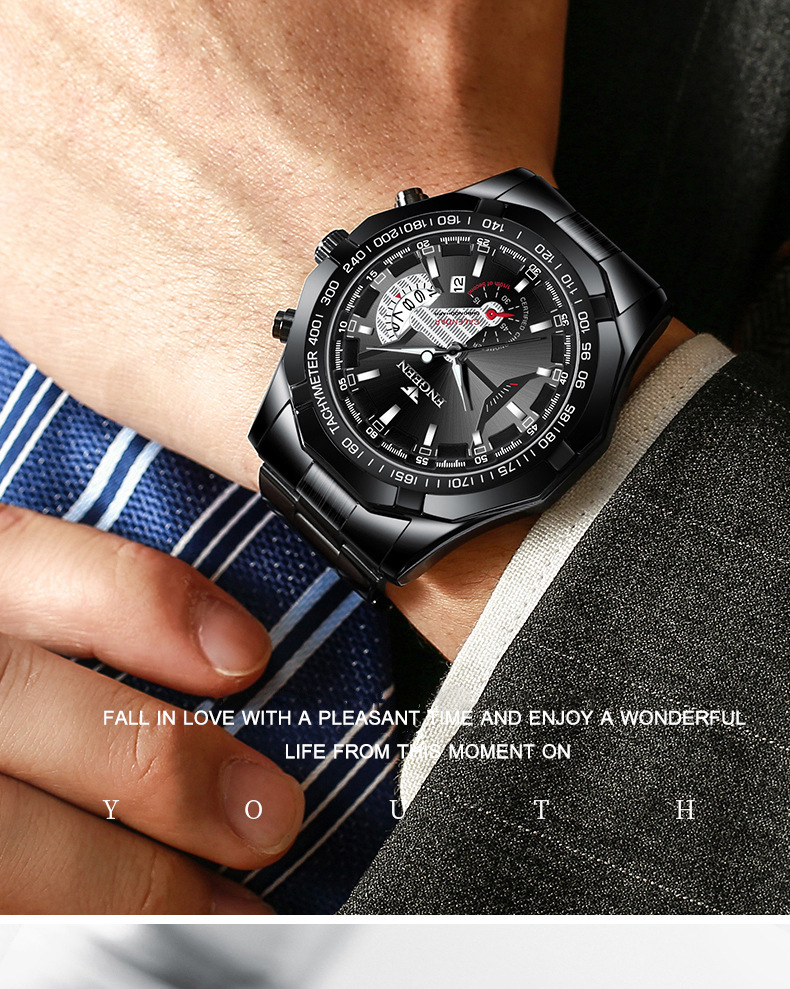 Fenzun waterproof non-mechanical watch, large dial watch, super large new calendar cross-border Shopee watch, creative technology pic 50