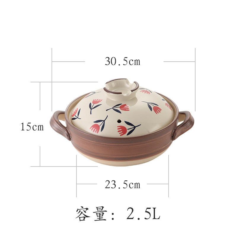 Wide-mouthed clay pot Japanese-style hand-painted home coarse earthenware stewing pot heat-resistant ceramic 煲仔饭 open flame small earthenware pot for one person pic 17