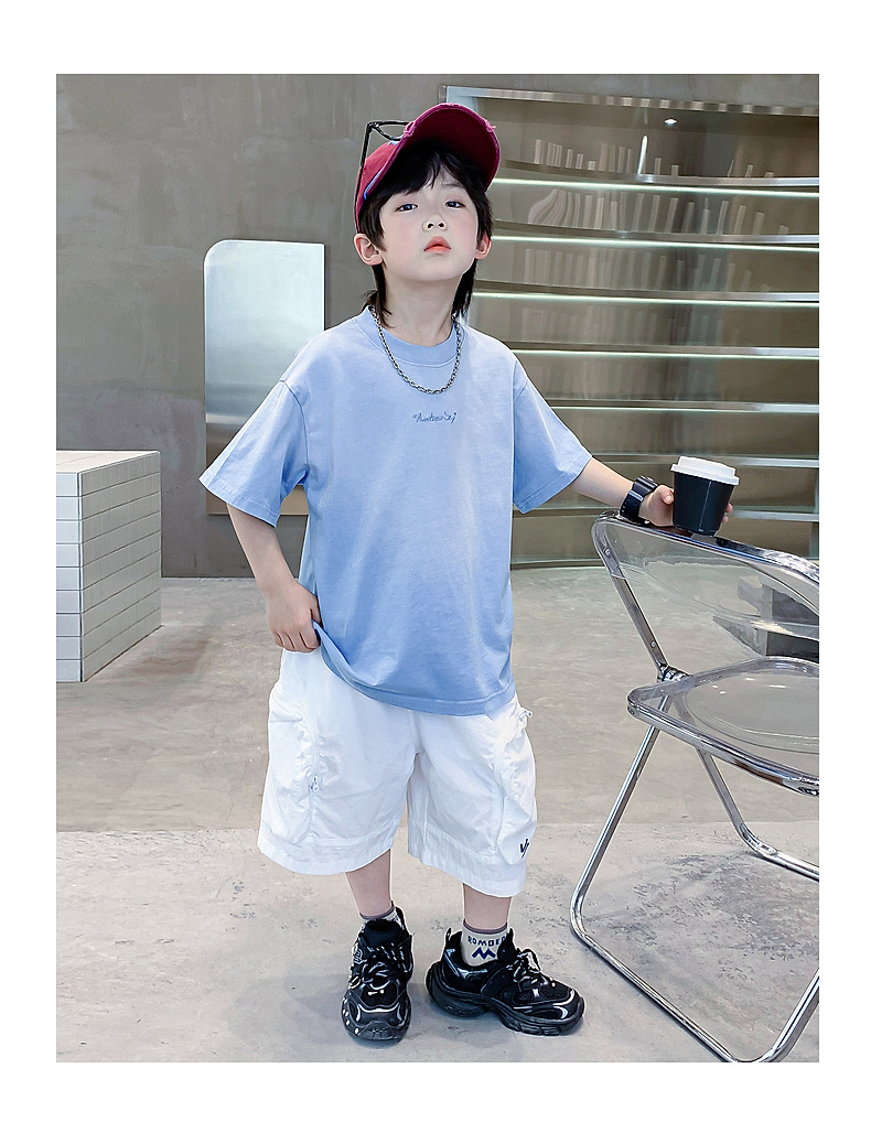 Summer dopamine-gradient short-sleeved T-shirt for boys 2025 New style summer half-sleeved ice-feel top for teenagers and children pic 12