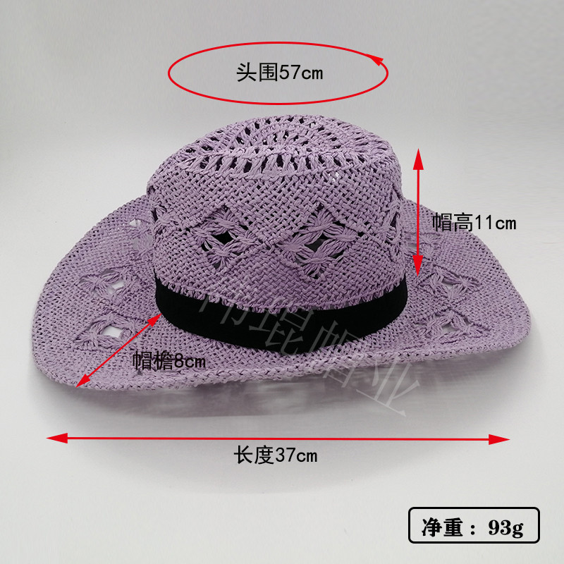 2023 New style denim hat for women, hollowed-out and foldable papyrus, Western denim hat, European and American cross-border trade straw hat pic 29