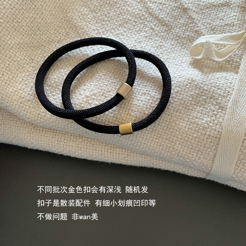 韩系耐用粗款螺纹金扣皮筋日常基础发圈扎头发马尾打底发绳头绳详情9