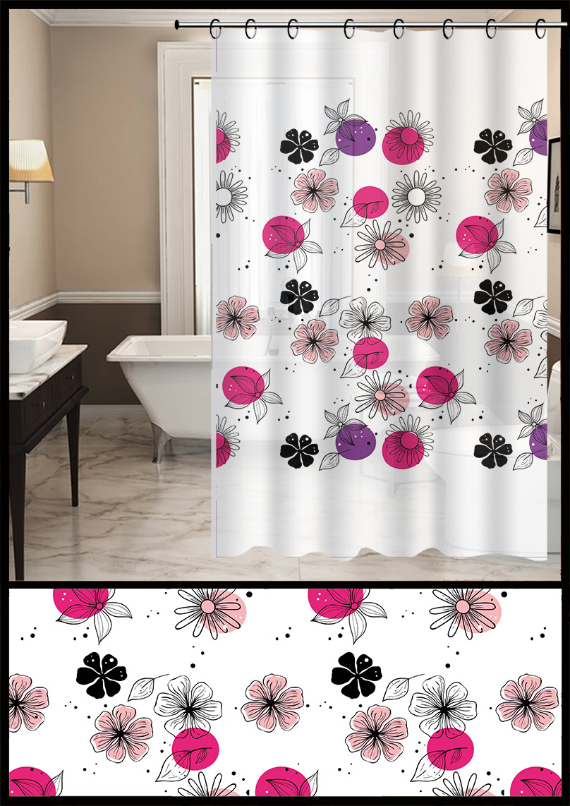 Factory supply: Anti-fouling bath curtains, PEVA printed waterproof bath curtains, stretchable partition curtains. Customized according to provided drawings pic 15