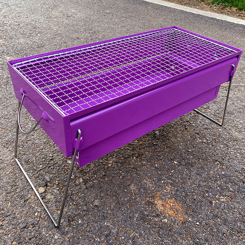 厂家现货新品网红马卡龙色烤漆户外烧烤炉BBQ便携式折叠烧烤架详情9