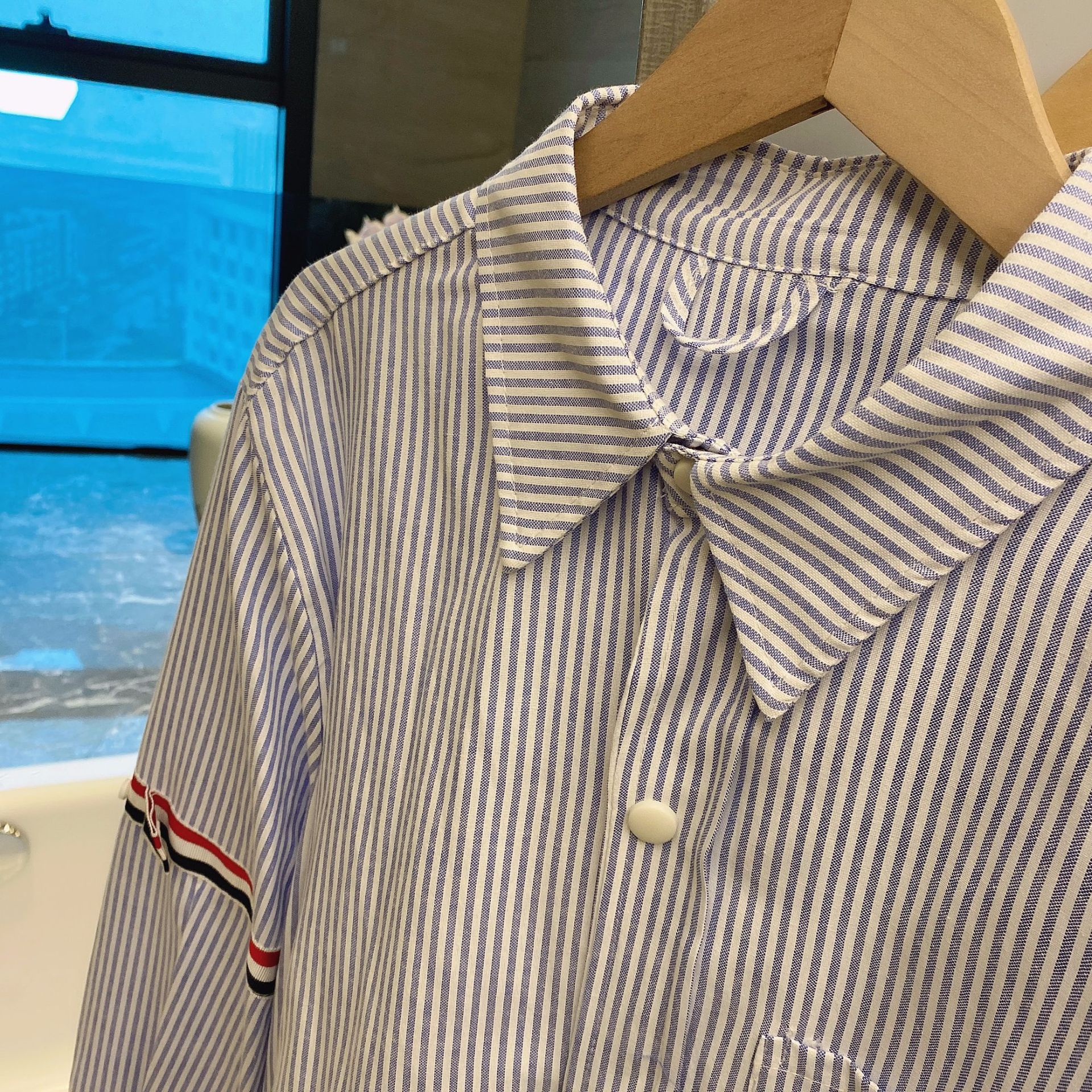 TB casual trendy brand poplin slim-fit solid white shirts for men and women, Oxford fabric shirts for women with long sleeves pic 106