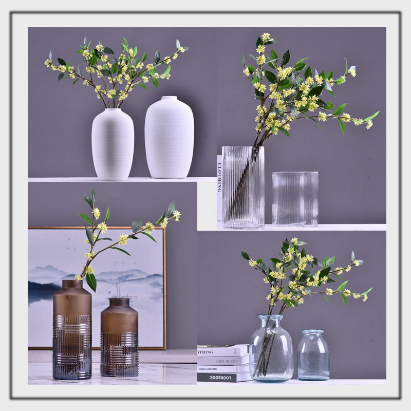 Wholesale artificial yellow osmanthus and laurel, green landscape garden artificial trees, decorative golden osmanthus leaves, home, hotel and homestay artificial flowers pic 3