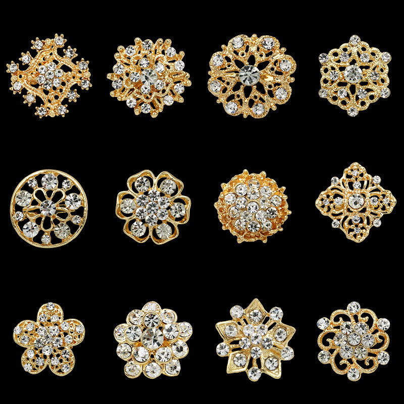 欧美时尚卡装小胸针 镶水钻合金胸花 手捧花服饰配件别针厂家批发详情13