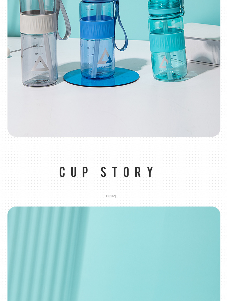 Yiben Guangyu Space Cup, transparent straw, plastic cup, outdoor sports water cup with scale, portable travel cup pic 3