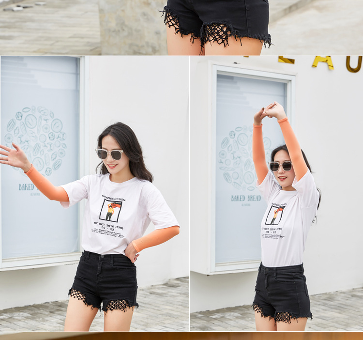 Summer sun protection arm sleeves, ice silk arm sleeves, driving, cycling, fitness and running sleeves, quality version, solid color, wordless version pic 3