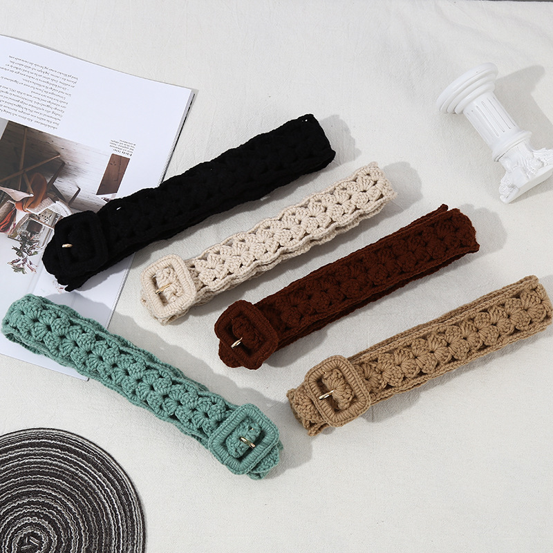 民族风女皮带 亚克力松石编织款女腰带手工蜡绳木珠宝石编织腰链详情7