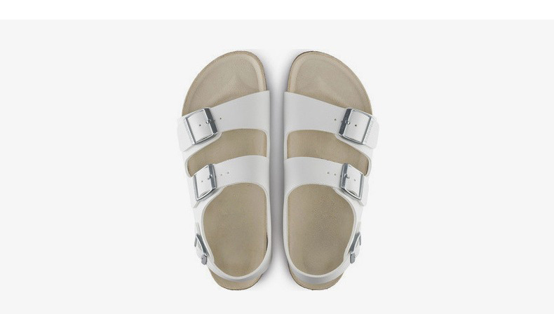 BK全牛皮勃肯鞋真皮软木凉鞋复古男女款厚底双排扣棕色大码博肯鞋详情18