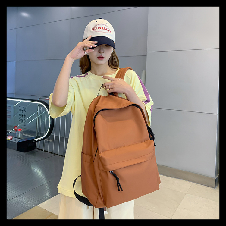 无印黑色书包男大学生 ins风日系简约男生背包初中高中生双肩包女详情4