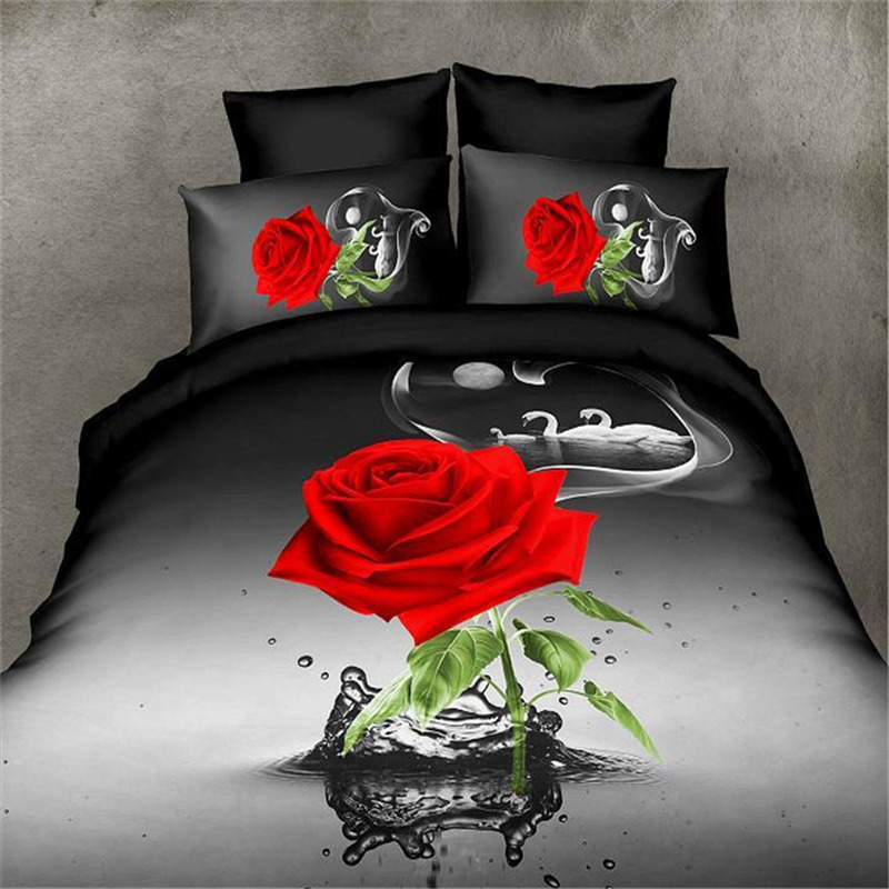 Wholesale of 3D four-piece sets of printed bedding for export with active brushed large patterns pic 29