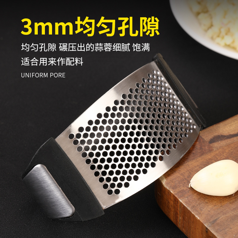 Stainless steel garlic press, garlic puree, garlic peeler, garlic crusher, garlic squeezing machine, manual arc-shaped garlic mashing machine pic 2