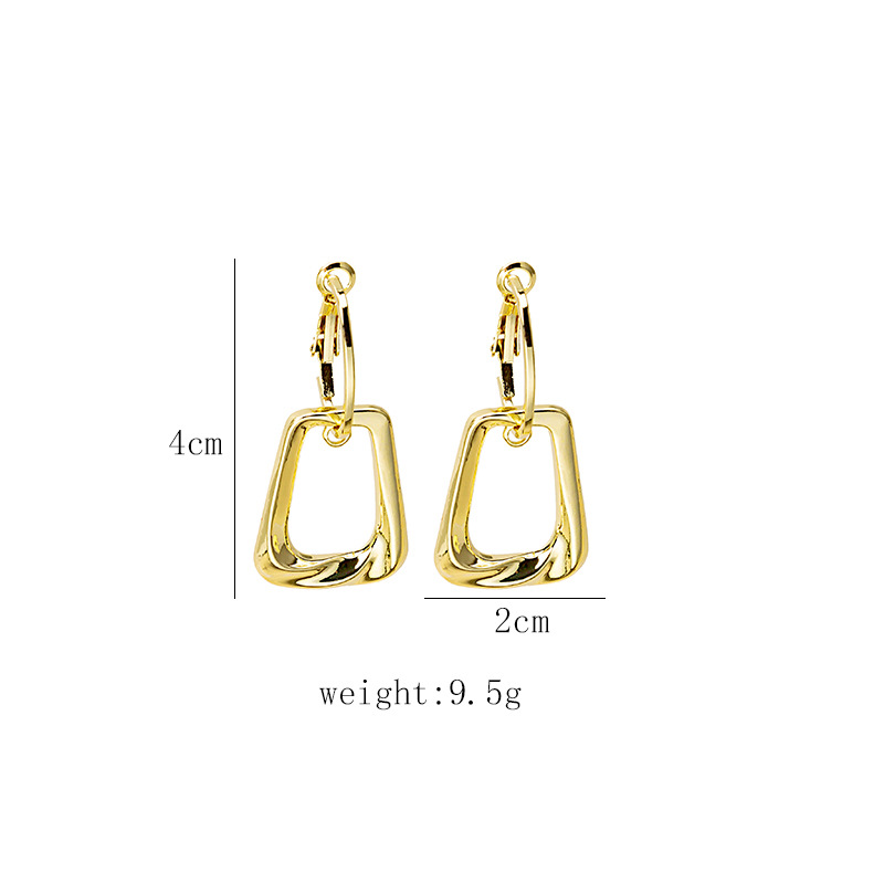 Silver needle metal ring earrings, 2021 new style, trendy, simple and versatile. Geometric irregular ear rings, stud earrings for women pic 2